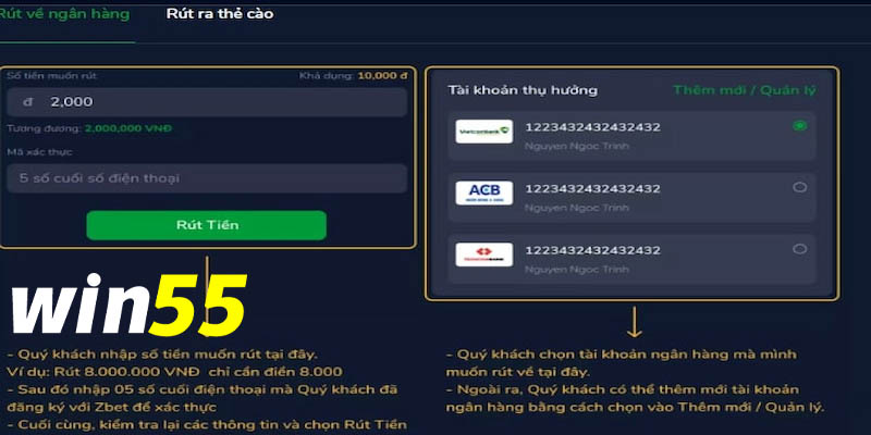 Hướng dẫn rút tiền từ Win55 một cách nhanh chóng